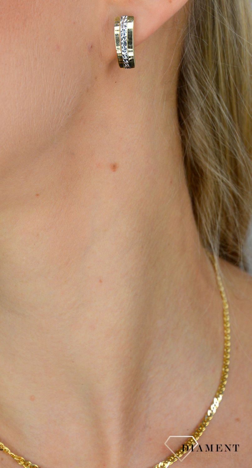 Złote kolczyki 333 'droga z białego złota' KL 6176 333.jpg